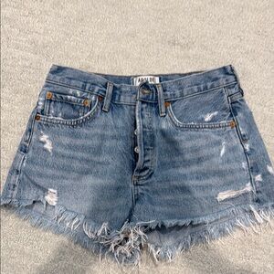Agolde Blue Distressed Denim Shorts